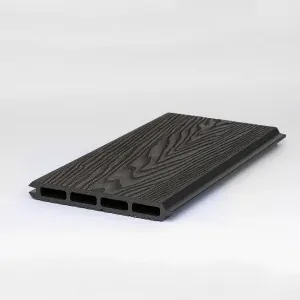 3D WPC panel board 2 x 16 x 180cm - dark grey