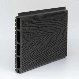 3D WPC panel board 2 x 16 x 180cm - dark grey