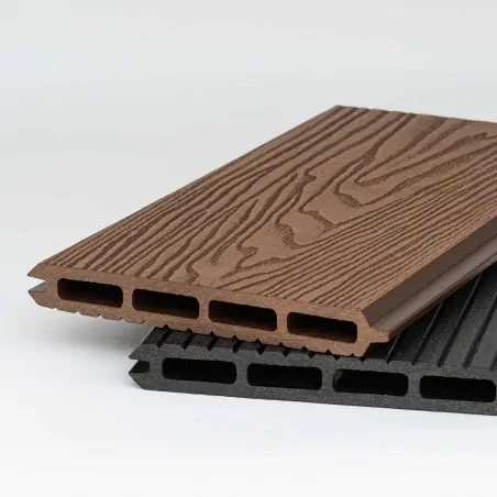 3D WPC panel board 2 x 16 x 180cm - dark grey