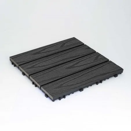 WPC decking tile 3D WOOD 30 x 30cm -dark grey