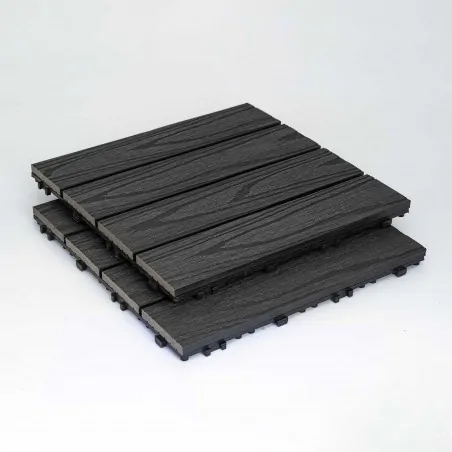 WPC decking tile 3D WOOD 30 x 30cm -dark grey