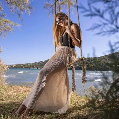 Curved fringes swing - beige