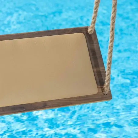 Wooden  swing with rope - smoked cherry