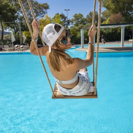 Wooden  swing with rope - smoked cherry