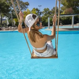 Wooden  swing with rope - smoked cherry