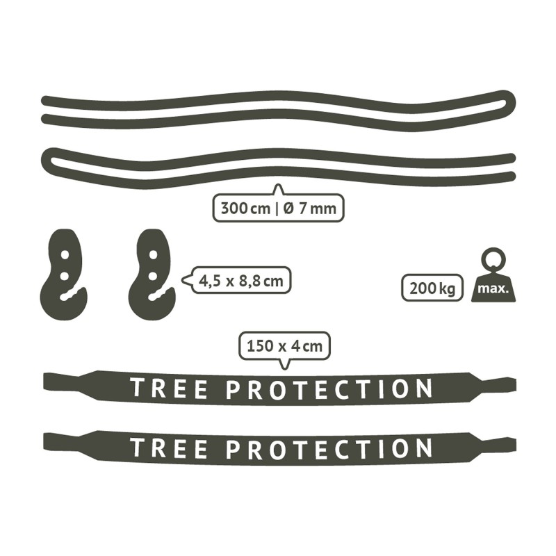 Tree or pole suspension set for hammocks | black