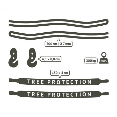 Tree or pole suspension set for hammocks | black