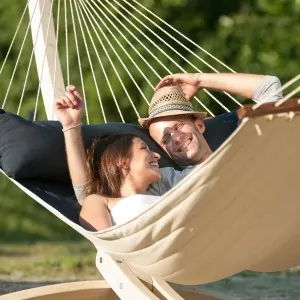 Spreader bar hammock Navy Blue quilted - kingsize