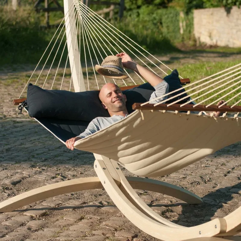 Spreader bar hammock Navy Blue quilted - kingsize