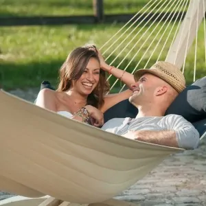 Spreader bar hammock Navy Blue quilted - kingsize