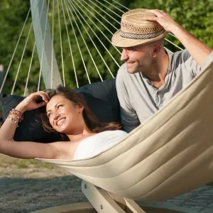 Spreader bar hammock Navy Blue quilted - kingsize