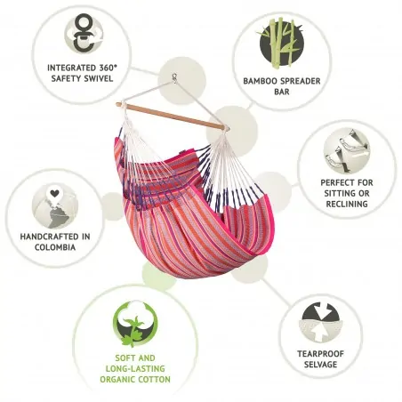 Hammock chair Habana Flamingo Organic Cotton - comfort
