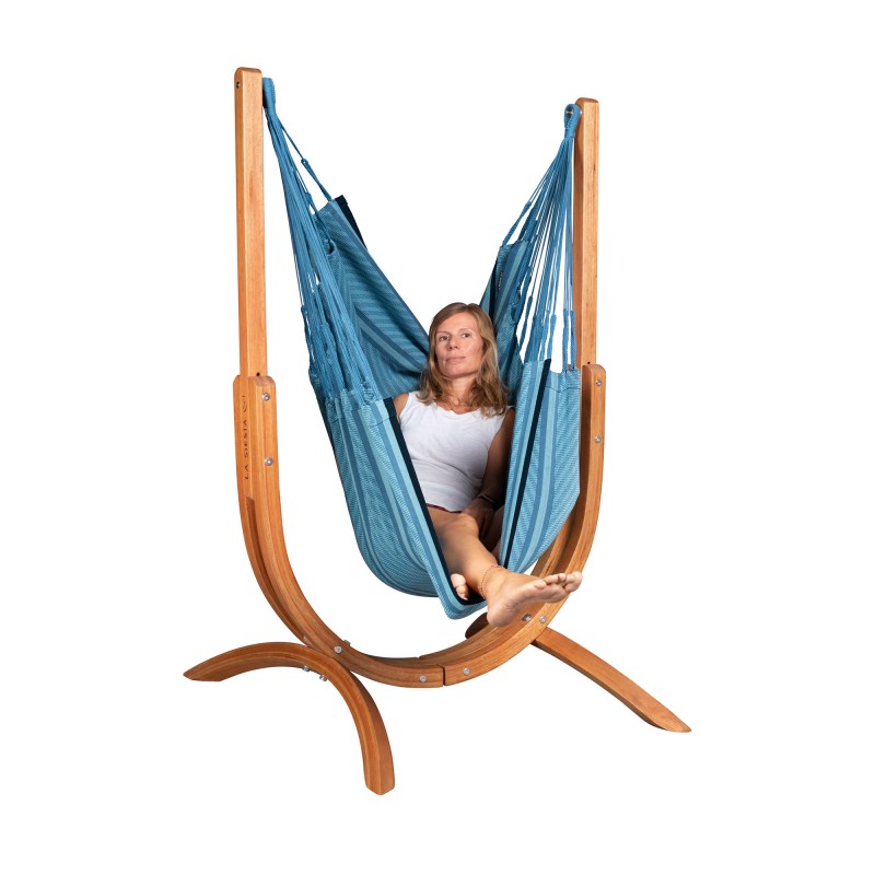 Hammock chair Udine Blue Zebra Organic Cotton | with stand