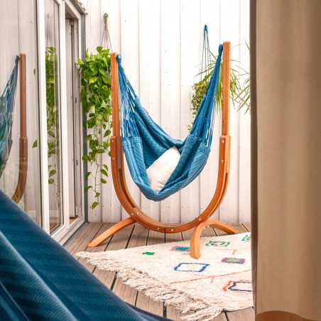 Hammock chair Udine Blue Zebra Organic Cotton | with stand