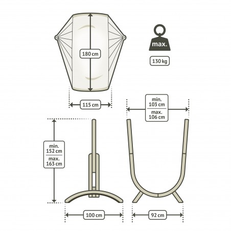Eucalyptus stand for hammock chair Udine Nature | comfort