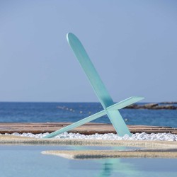 Τιρκουάζ Ξύλινη Καρέκλα Παραλίας 30 × 107 × 110 εκ.