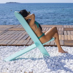 Τιρκουάζ Ξύλινη Καρέκλα Παραλίας 30 × 107 × 110 εκ.