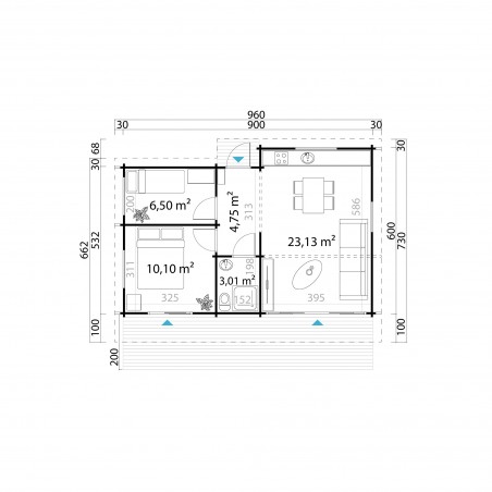 Ξύλινο σπίτι Ostersund 600 x 900εκ.