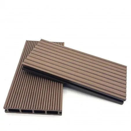 Striped WPC decking board 2,4 x 14,6 x 360cm - brown