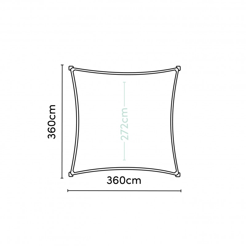 Cool fit shade sail square 285gsm 3,6x3,6m