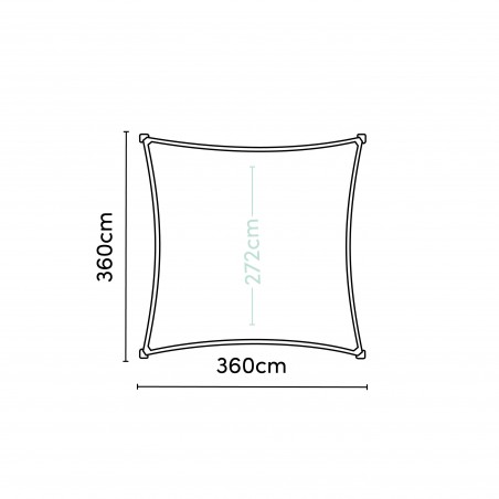 Cool fit shade sail square 285gsm 3,6x3,6m