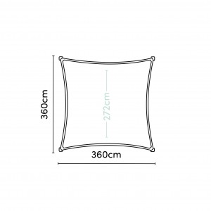 Cool fit shade sail square 285gsm 3,6x3,6m