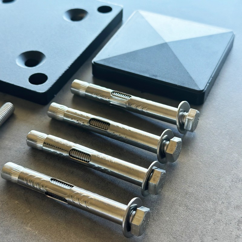 Post cap and base kit for anodized aluminum post black