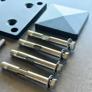 Post cap and base kit for anodized aluminum post black