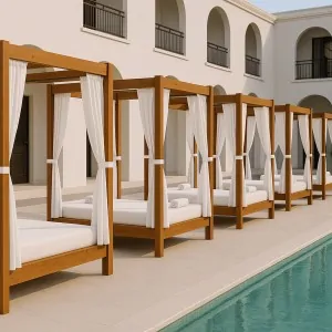 Double Wooden Beach Daybed