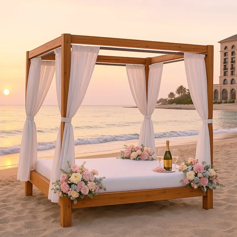 Double Wooden Beach Daybed
