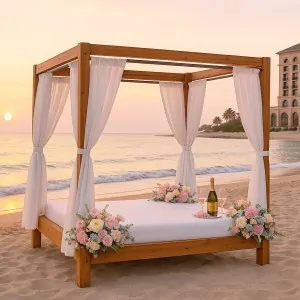Double Wooden Beach Daybed