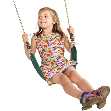 Flexible Green Kids Swing with Plastic-Coated Rope