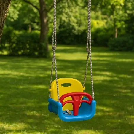 3-in-1 Baby Swing Seat with Safety Belt | yellow/red/blue