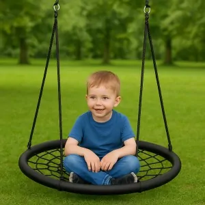 Nest Swing Rope Ø100cm – Black Round Hanging Seat