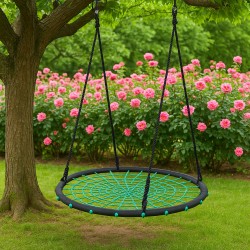 Nest Swing Ø120cm Black/Green - 4-Point Suspension