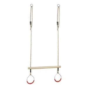 Wooden Trapeze Bar with Gym Rings for Kids
