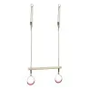 Wooden Trapeze Bar with Gym Rings for Kids