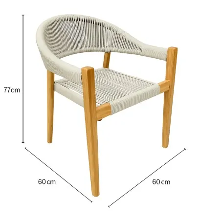 Premium Καρέκλα Teak με Γκρι Σχοινιά