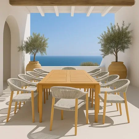 Premium Teak Chair with Grey Rope