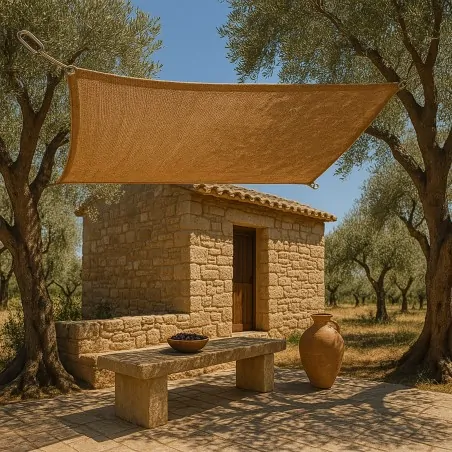 Jute Shade Sail Square JUTE FIBER SHADE SAIL 420gsm SQUARE 3m x 3m