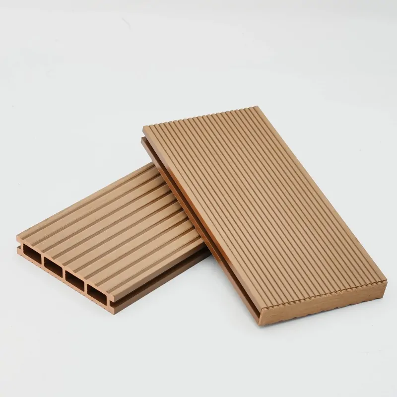 Striped WPC decking board 2,4 x 14,6 x 360cm - light brown