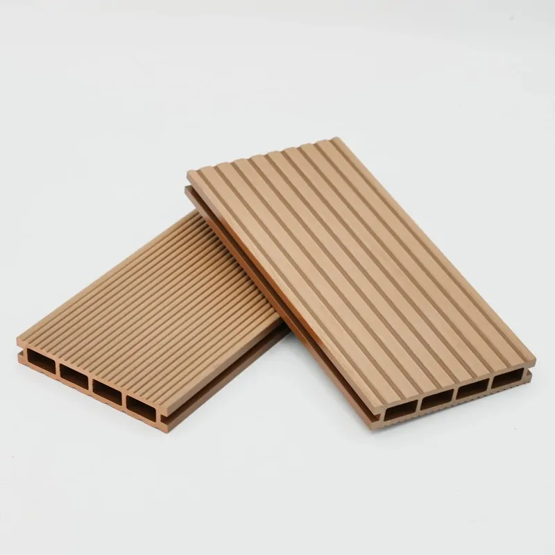 Striped WPC decking board 2,4 x 14,6 x 360cm - light brown