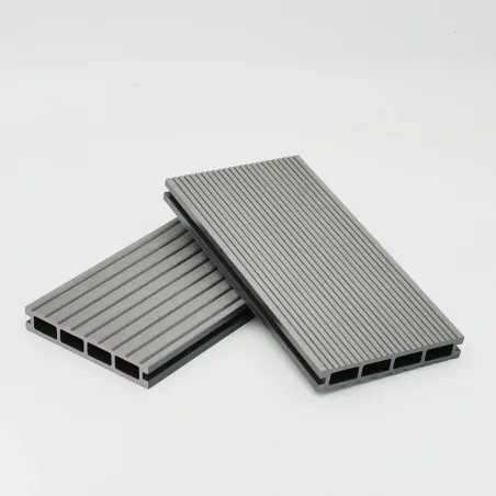 Striped WPC decking board 2,4 x 14,6 x 360cm - light grey