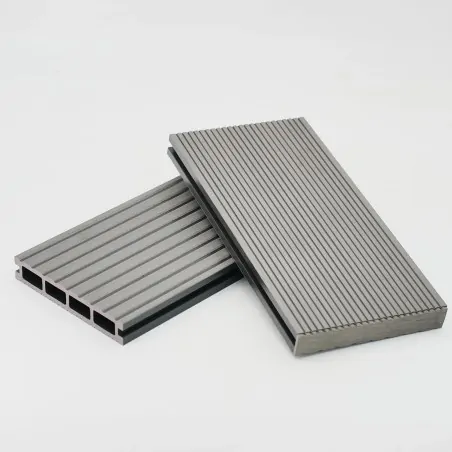Striped WPC decking board 2,4 x 14,6 x 360cm - light grey