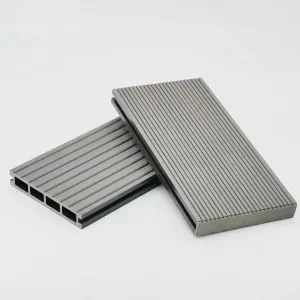 Striped WPC decking board 2,4 x 14,6 x 360cm - light grey