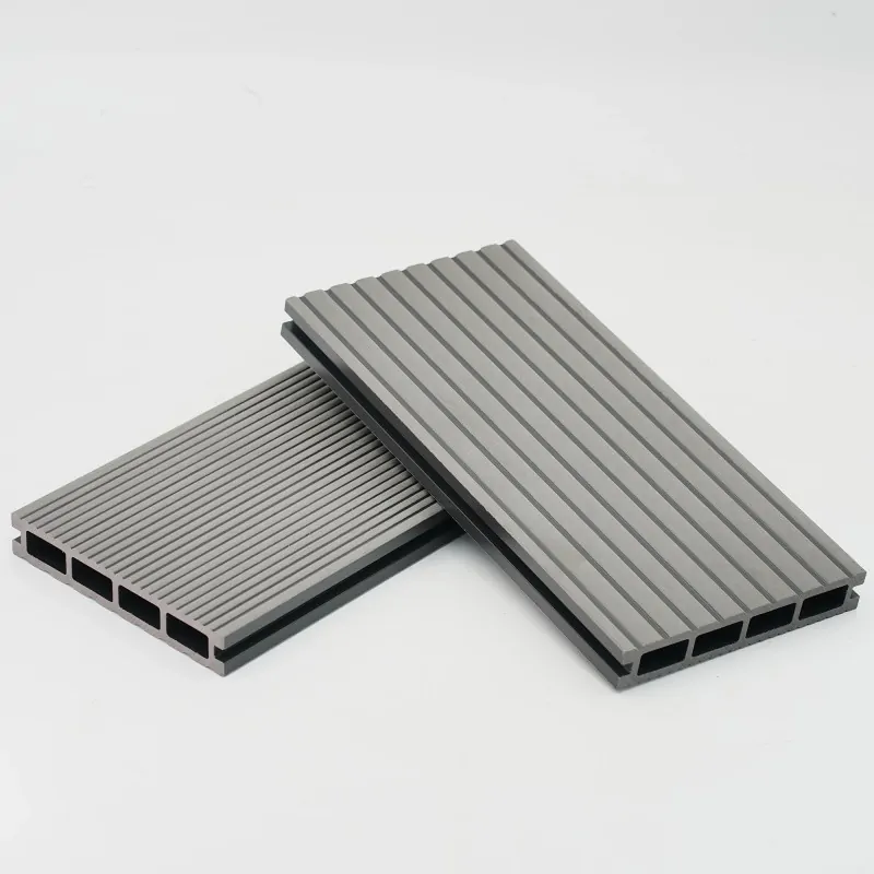 Striped WPC decking board 2,4 x 14,6 x 360cm - light grey