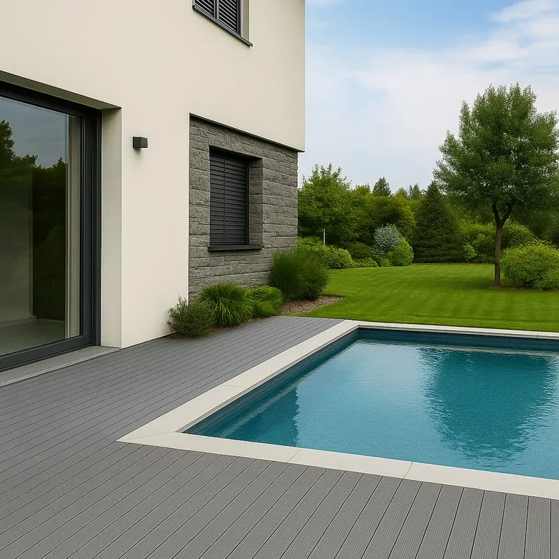 Striped WPC decking board 2,4 x 14,6 x 360cm - light grey