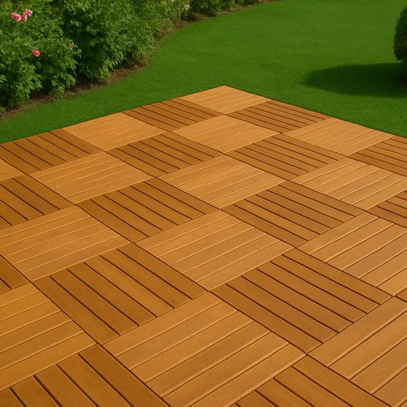 Acacia Wood Deck Tile with Interlocking Base