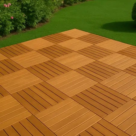 Acacia Wood Deck Tile with Interlocking Base