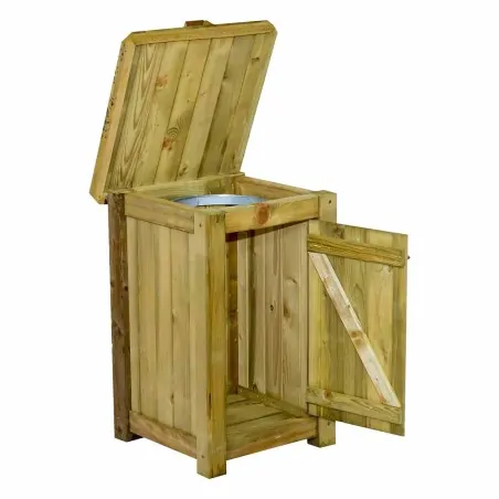 200L Outdoor Wooden Trash Bin with Lid and Door